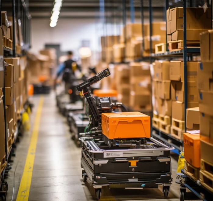 robot assisting in warehouse operations